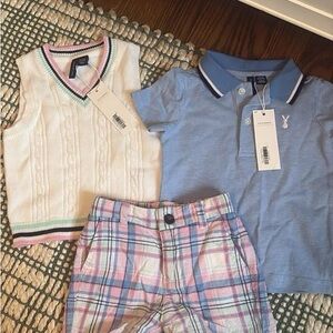 Blue Polo Shirt and White Vest Set for Kids